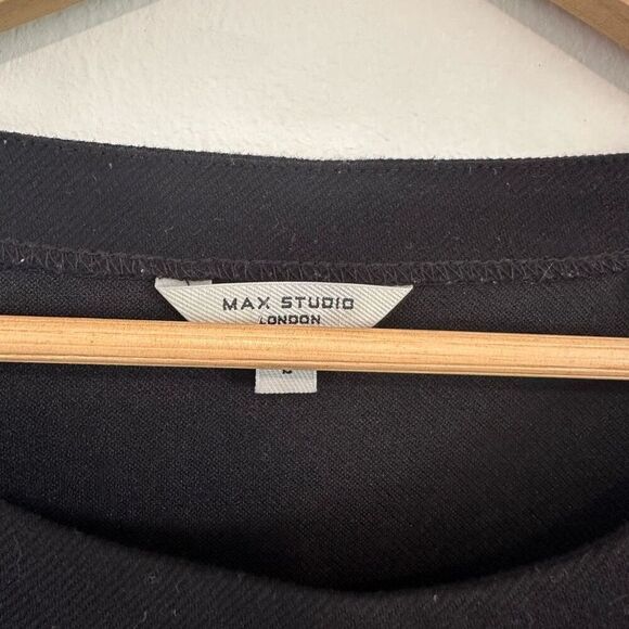 Max Studio London Black Batwing Oversized 3/4 Sleeve Sweatshirt Size Large - Picture 2 of 4